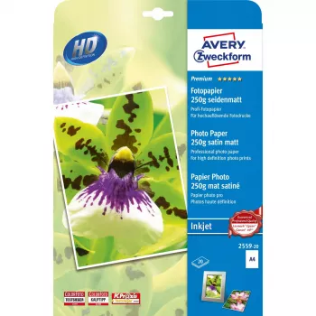 Papier do drukarek atramentowych Avery Premium A4 250 g biały satynowo-matowy