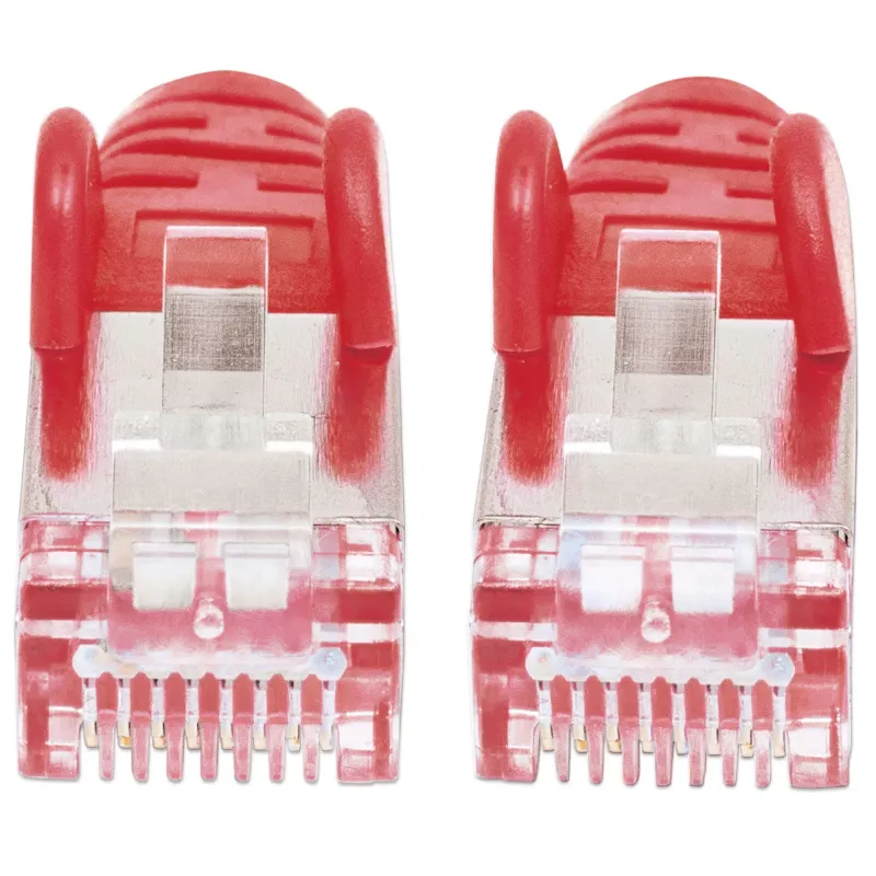 Intellinet sieciowy Patch kabel, Cat6A, 30m, Czerwony, Miedź, S/FTP, LSOH / LSZH, PVC, RJ45, Pozłacane styki, Bezzaczepowa, Osłonka, Dożywotnia gwarancja