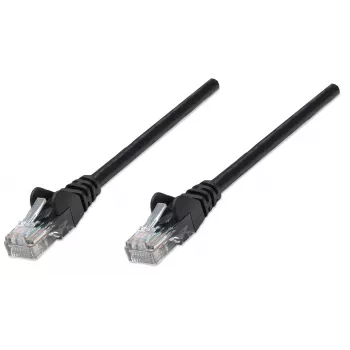 Intellinet kabel krosowy sieciowy, Cat5e, 1,5 m, czarny, CCA, U/UTP, PVC, RJ45, pozłacane styki, zabezpieczenie przed zaczepianiem, osłona, dożywotnia gwarancja