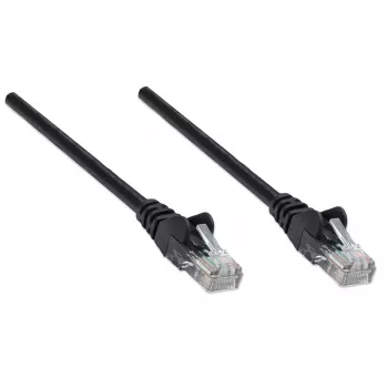 Intellinet kabel krosowy sieciowy, Cat5e, 1,5 m, czarny, CCA, U/UTP, PVC, RJ45, pozłacane styki, zabezpieczenie przed zaczepianiem, osłona, dożywotnia gwarancja