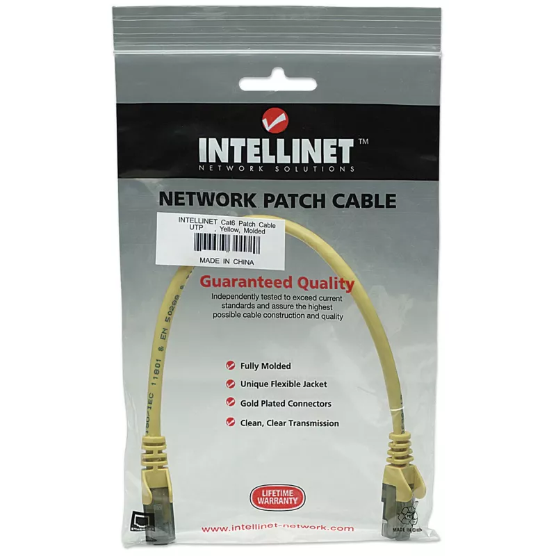 Intellinet sieciowy Patch kabel, Cat6A, 7,5 m, Żółty, Miedź, S/FTP, LSOH / LSZH, PVC, RJ45, Złocone styki, Bezzaczepowa, Osłonięta, Dożywotnia gwarancja