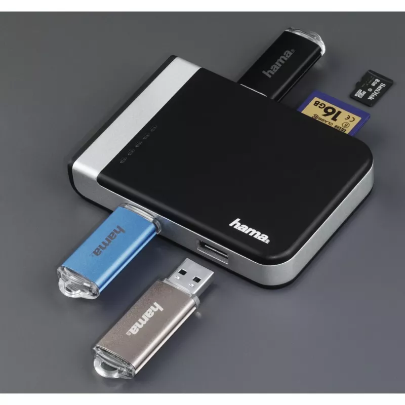 Hama 00054546 czytnik kart USB 3.2 Gen 1 (3.1 Gen 1) Typ-A/Typ-C Czarny, Srebrny