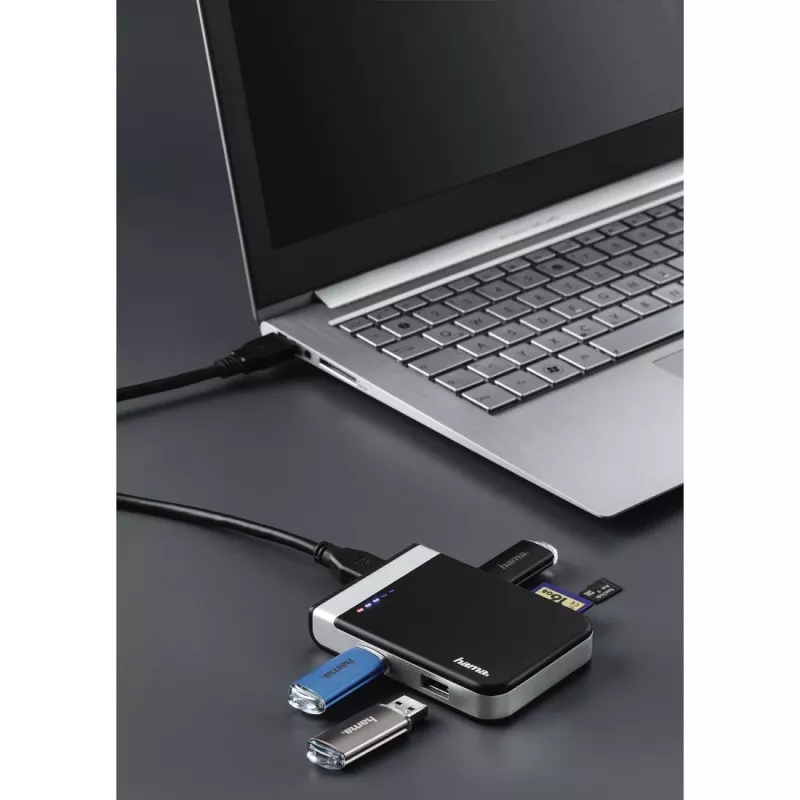 Hama 00054546 czytnik kart USB 3.2 Gen 1 (3.1 Gen 1) Typ-A/Typ-C Czarny, Srebrny