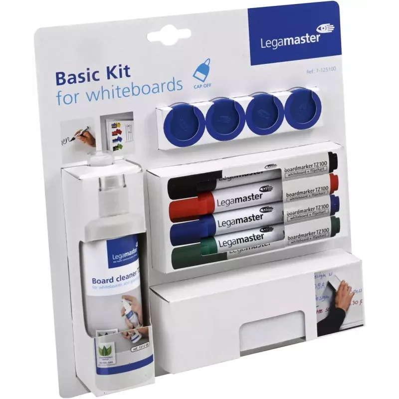 Zestaw akcesoriów do tablic suchościeralnych Legamaster basic 10-częściowy, kompatybilny z Legamaster UNIVERSAL, wielokolorowy, 225×45×255 mm