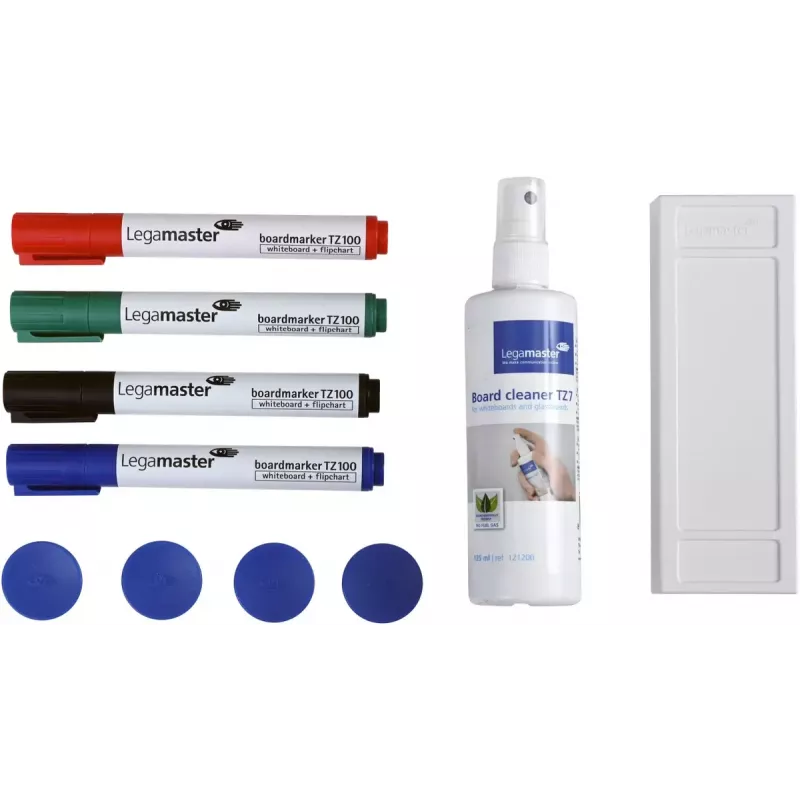 Zestaw akcesoriów do tablic suchościeralnych Legamaster basic 10-częściowy, kompatybilny z Legamaster UNIVERSAL, wielokolorowy, 225×45×255 mm