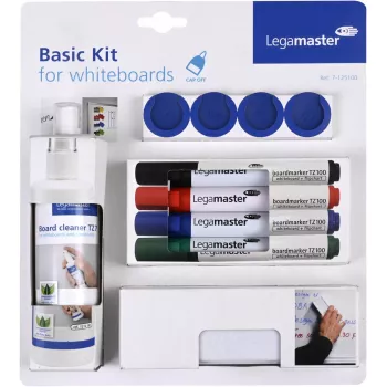 Zestaw akcesoriów do tablic suchościeralnych Legamaster basic 10-częściowy, kompatybilny z Legamaster UNIVERSAL, wielokolorowy, 225×45×255 mm