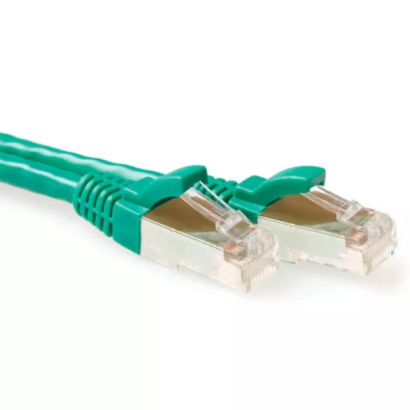 Kabel krosowy ACT zielony 1,5 metra S/FTP CAT6A z bezzaczepowymi złączami RJ45