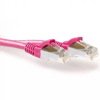 ACT różowy 7,00 m kabel krosowy SFTP CAT6A z bezproblemową wtyczką i złączami RJ45