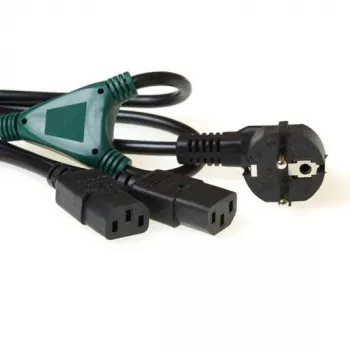 Kabel rozdzielający ACT Powercord CEE7/7 męski - 2 x C13 o długości: 1,00 m