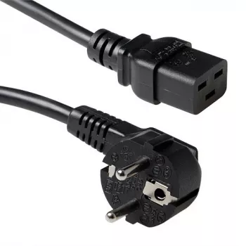 Kabel zasilający ACT CEE 7/7 męski (kątowy) - C19 czarny 3 m