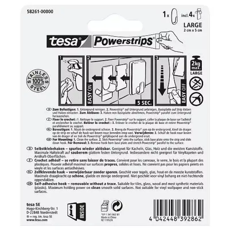 Wieszak na ręczniki TESA 58261-00000 Do wnętrz Metaliczny 1 szt.