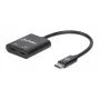 Manhattan Adapter audio USB-C na USB-C i USB-C (z Power Delivery), czarny, 480 Mb/s (USB 2.0), kabel 11 cm, z Power Delivery do portu USB-C (60 W), trzyletnia gwarancja