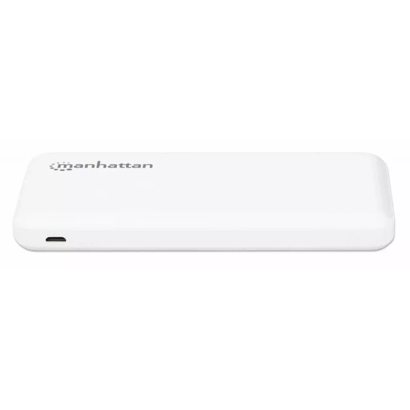 Manhattan Power Bank, 10000 mAh, Wyjście: 2x USB-A (2,1 A i 1 A), Wejście: USB-C i Micro-USB (oba 2 A), Biały, Roczna gwarancja