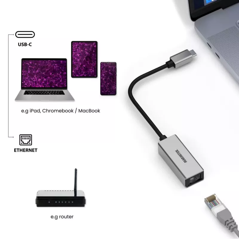 Marmitek Connect adapter USB-C na Ethernet 8373