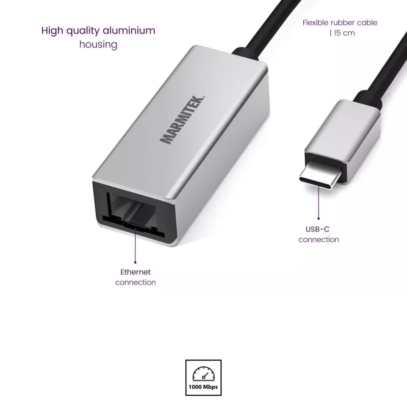 Marmitek Connect adapter USB-C na Ethernet 8373