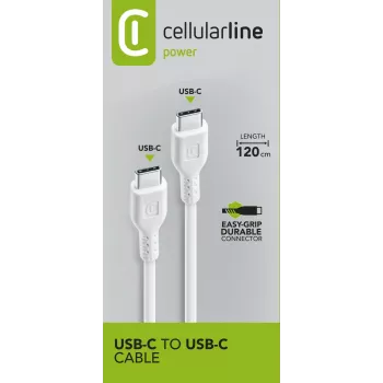 Cellularline Power kabel 120cm - USB-C do USB-C kabel USB-C do USB-C do ładowania i przesyłania danych