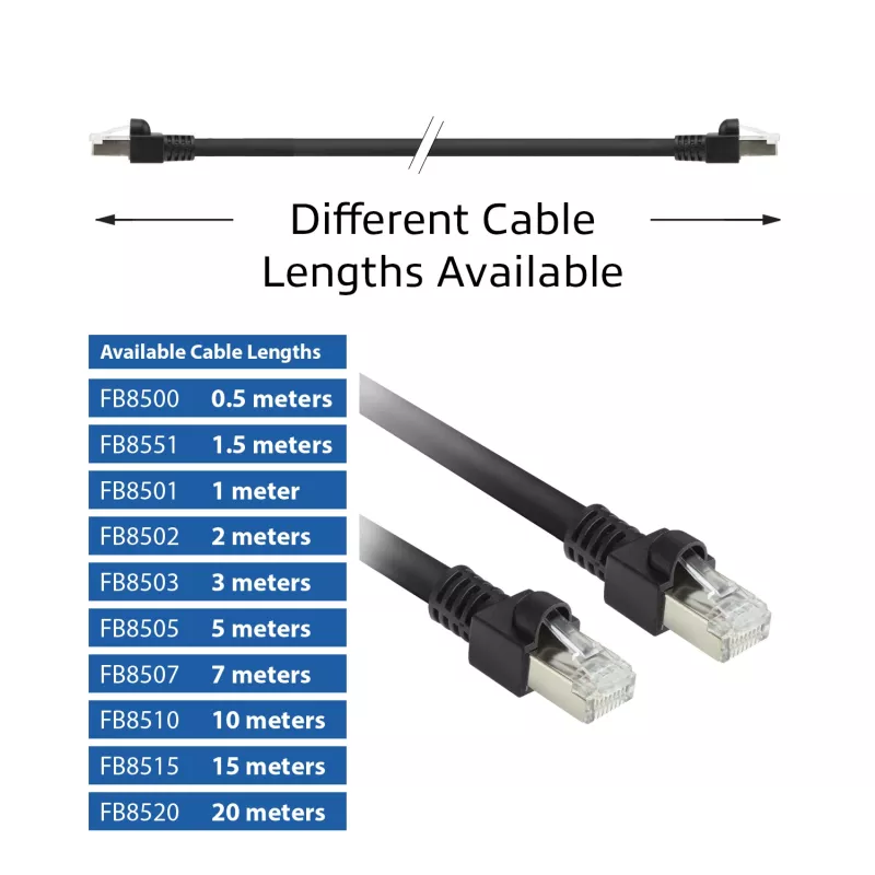ACT czarny 0,5 m elastyczny patchcord przemysłowy S/FTP CAT7 PUR z łączami RJ45, bez zaczepów (zgodny z CAT6A)
