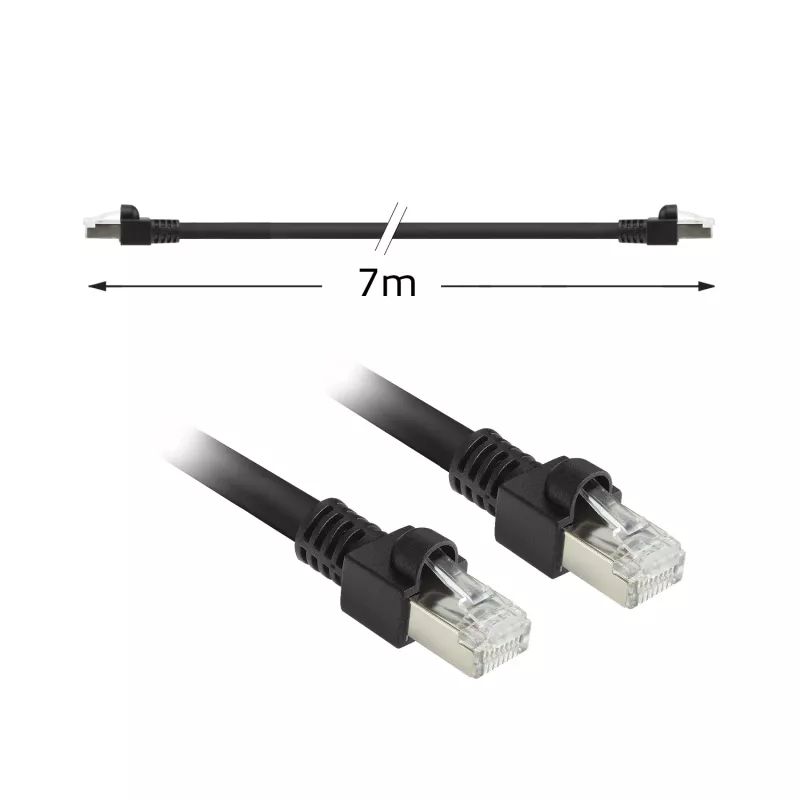 ACT Czarny 7 metrów S/FTP CAT7 PUR elastyczny kabel krosowy z zabezpieczeniem zaczepu ze złączami RJ45 (zgodny z CAT6A)