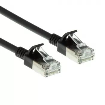 ACT Czarny 10-metrowy kabel krosowy LSZH U/FTP CAT6A slimline do centrów danych z wtykami RJ45 bez zaczepów