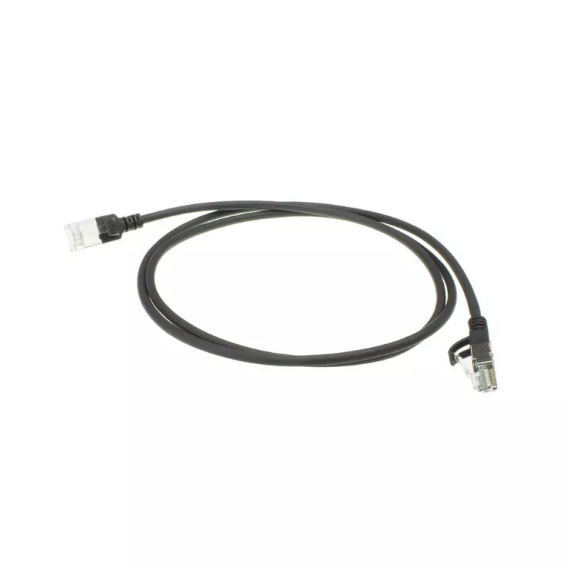 ACT Czarny 10-metrowy kabel krosowy LSZH U/FTP CAT6A slimline do centrów danych z wtykami RJ45 bez zaczepów
