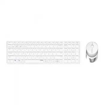 Rapoo 9750M Klawiatura Mysz w zestawie Bezprzewodowa Bluetooth QWERTZ Niemiecki Biała