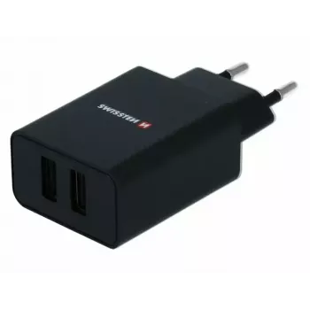 Ładowarka sieciowa SWISSTEN Travel Charger SW-21A105W-BK, 2×USB, 2,1 A na port (łączna moc 10,5 W)