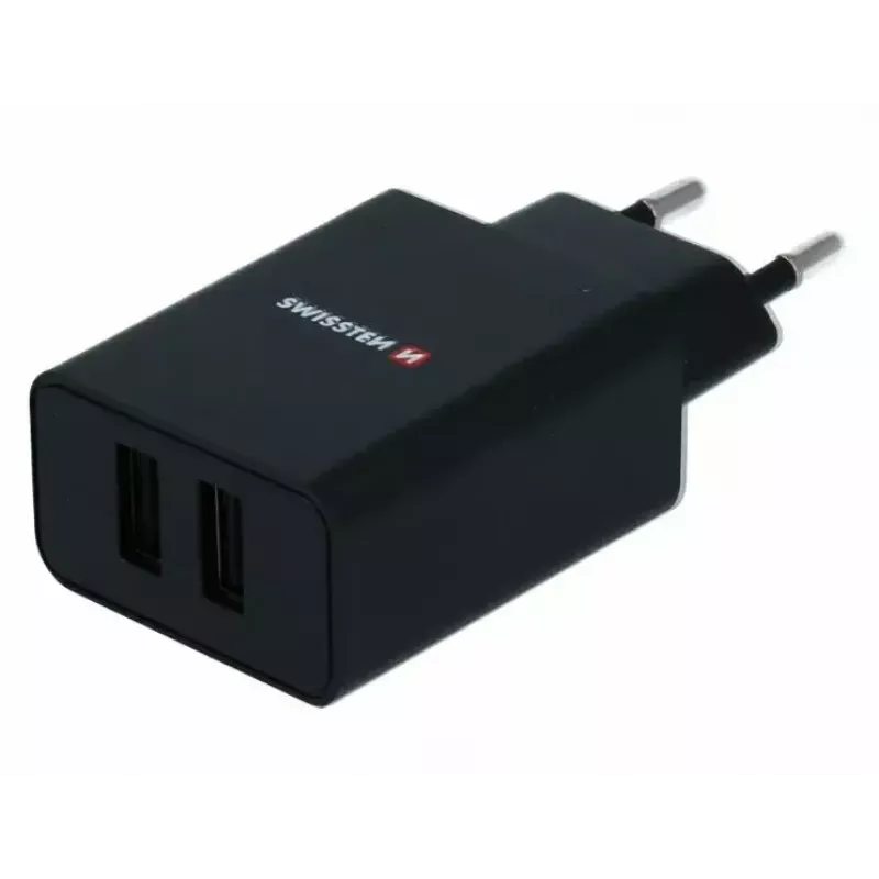 Ładowarka sieciowa SWISSTEN Travel Charger SW-21A105W-BK, 2×USB, 2,1 A na port (łączna moc 10,5 W)