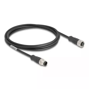 Kabel sieciowy DeLOCK M12 Kabel A-kodowany 8-stykowy wtyk do gniazda Cat5e 2 m Czarny
