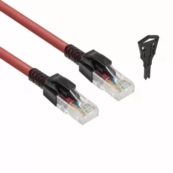ACT Czerwony 1 metr U/UTP CAT6A LSZH blokowany kabel krosowy snagless ze złączami RJ45