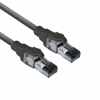 ACT czarny 1,5 metra S/FTP CAT6A IDC 4PPoE / PoE++ 100W LSZH kabel krosowy snagless ze złączami RJ45