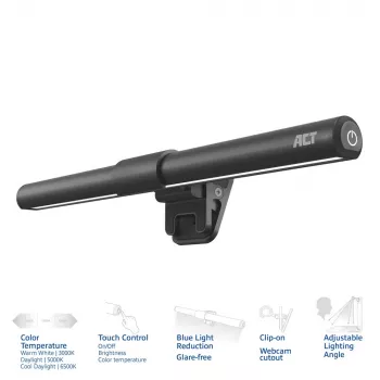 Clip-on laptop LED light bar ACT AC8050, dimmable, USB powered