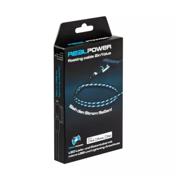 Kabel USB A/Lightning RealPower 0,75 m czarny/niebieski