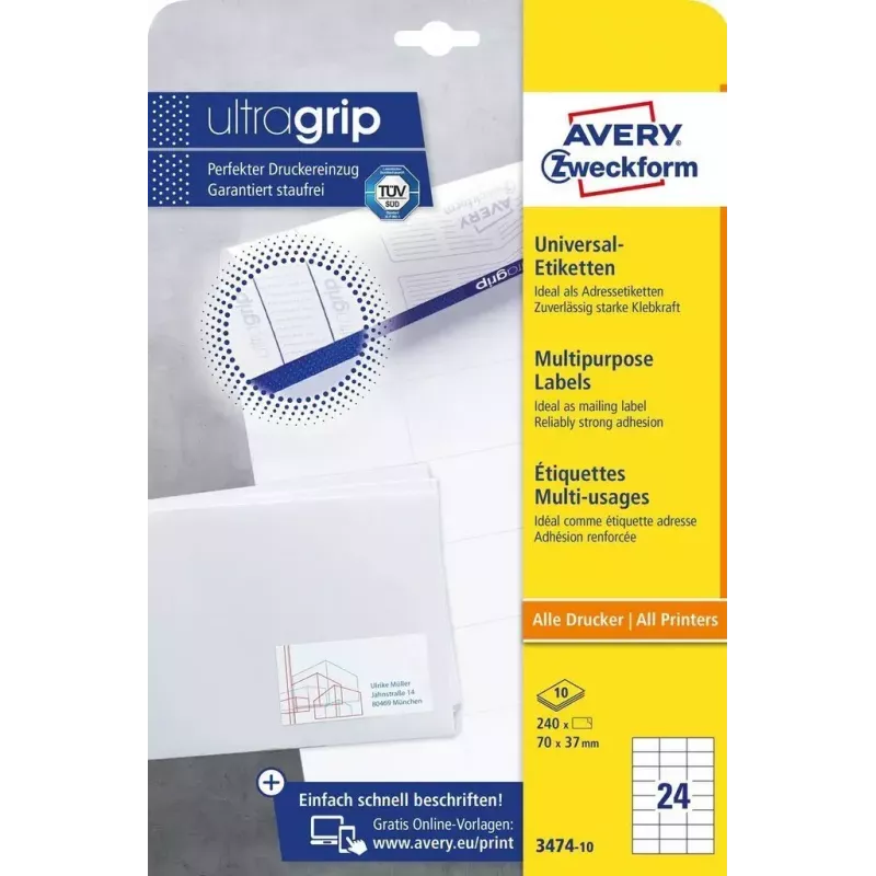 Samoprzylepna etykieta prostokątna AVERY 3474-10
