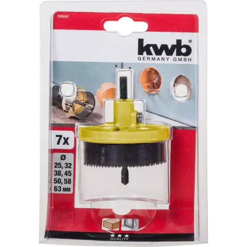 Zestaw otwornic KWB 599000 7 sztuk 6,3 cm do tworzyw sztucznych i drewna