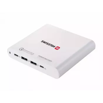 Ładowarka podróżna SWISSTEN SW-TCH-87W-PD30-QC30-W — 87W, PD 3.0, QC 3.0, do smartfonów i laptopów