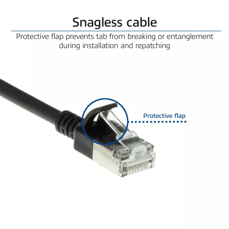 ACT Czarny 5 meter LSZH U/FTP CAT6A datacenter slimline patch kabel snagless z wtykami RJ45