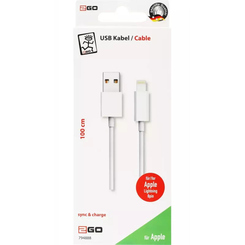 Kabel Lightning 2GO 794888 1 m biały USB B