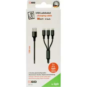 Kabel Lightning 2GO 797155 1,5 m czarny USB B USB C Micro-USB B