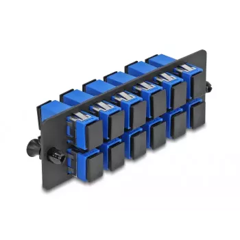 Panel adaptera światłowodowego DeLOCK SC Simplex UPC 12 portów niebieski