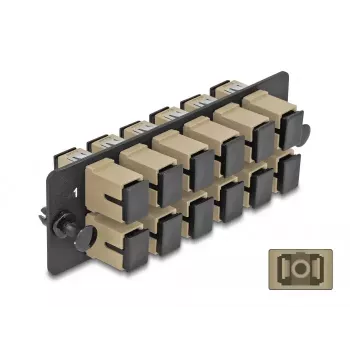 DeLOCK Fiber Optic Adapter Panel SC Simplex OM1 OM2 12 Port Beige