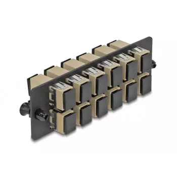 DeLOCK Fiber Optic Adapter Panel SC Simplex OM1 OM2 12 Port Beige