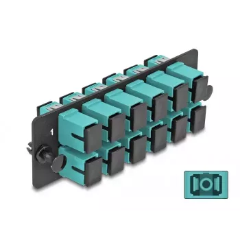 DeLOCK Panel adaptera światłowodowego SC Simplex OM4 12 portów Aqua