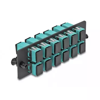 DeLOCK Panel adaptera światłowodowego SC Simplex OM4 12 portów Aqua