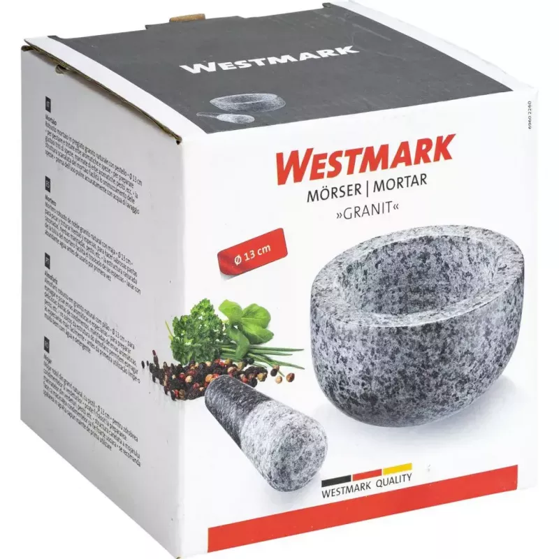 Moździerz z tłuczkiem Westmark Granit Szary — Granit, Ø 13 cm, 131×131 mm