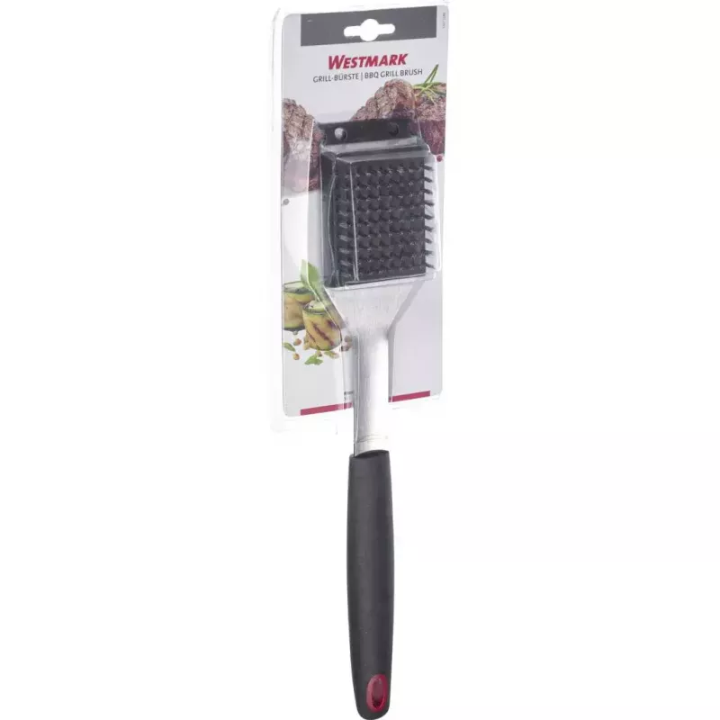 Szczotka do czyszczenia grilla zewnętrznego Westmark 15072280 — włosie ze stali nierdzewnej, uchwyt PP/TPE, 65×385×35 mm
