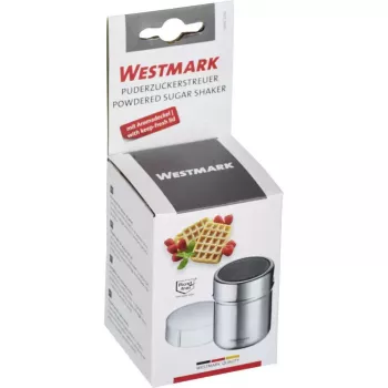 Dozownik do cukru Westmark 69502260 — okrągła obudowa ze stali nierdzewnej z elementami polipropylenowymi, 62×62×82 mm