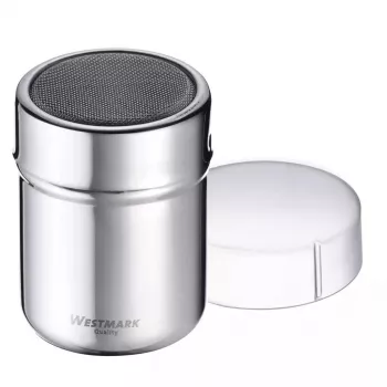Dozownik do cukru Westmark 69502260 — okrągła obudowa ze stali nierdzewnej z elementami polipropylenowymi, 62×62×82 mm