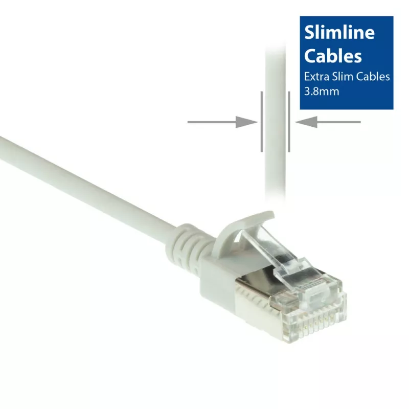 ACT szary 7-metrowy kabel krosowy LSZH U/FTP CAT6A slimline do centrum danych z zabezpieczeniem przed zaczepianiem ze złączami RJ45