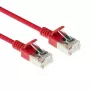 ACT czerwony 10-metrowy cienkoprzewodowy kabel krosowy LSZH U/FTP CAT6A do centrów danych z wtykami RJ45 bez zatrzasku