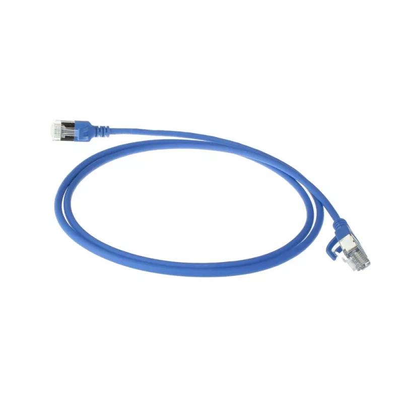 ACT niebieski 7 meter LSZH U/FTP CAT6A datacenter slimline patch kabel snagless z wtykami RJ45